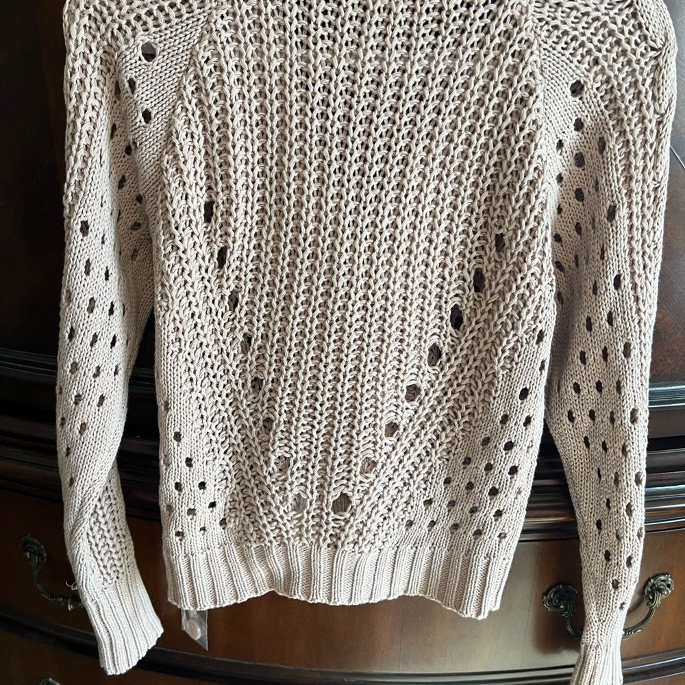 Hem & Thread Cream Cable Knit Cardigan Sweater - Picture 4 of 6